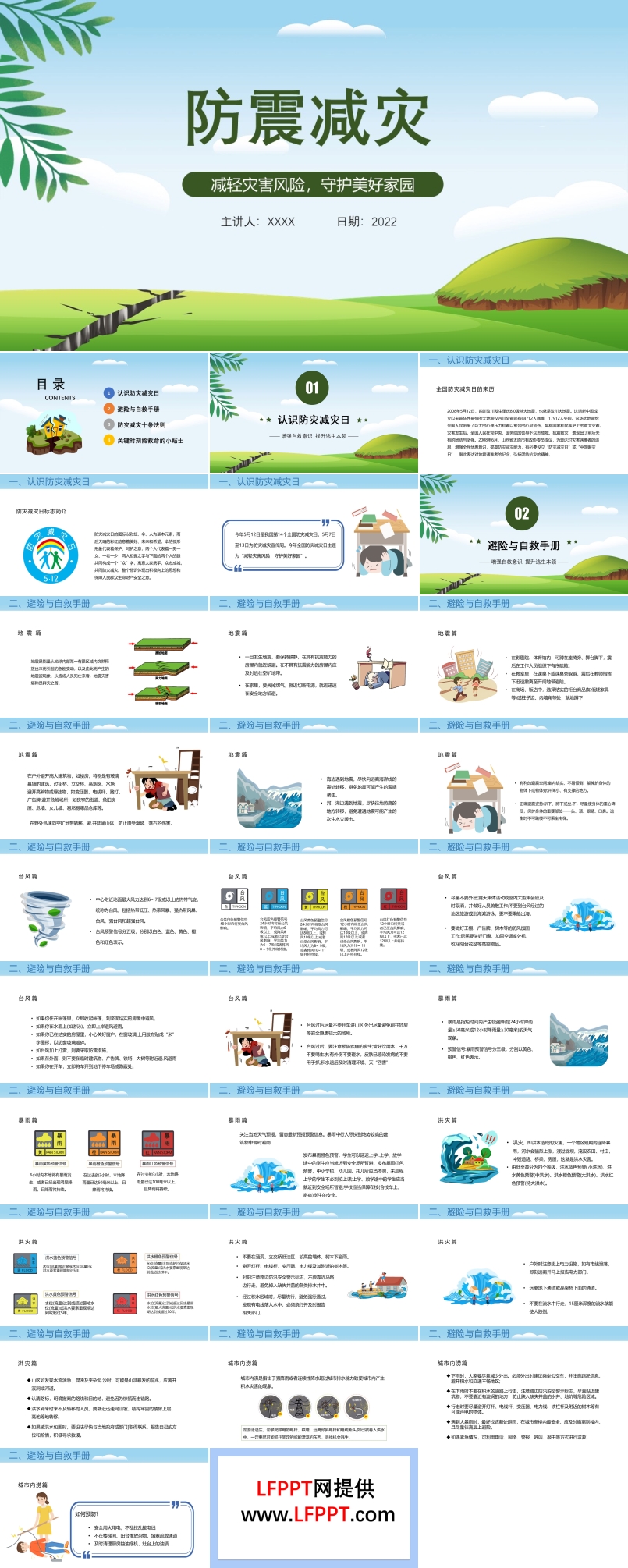 防震减灾主题班会PPT含讲稿