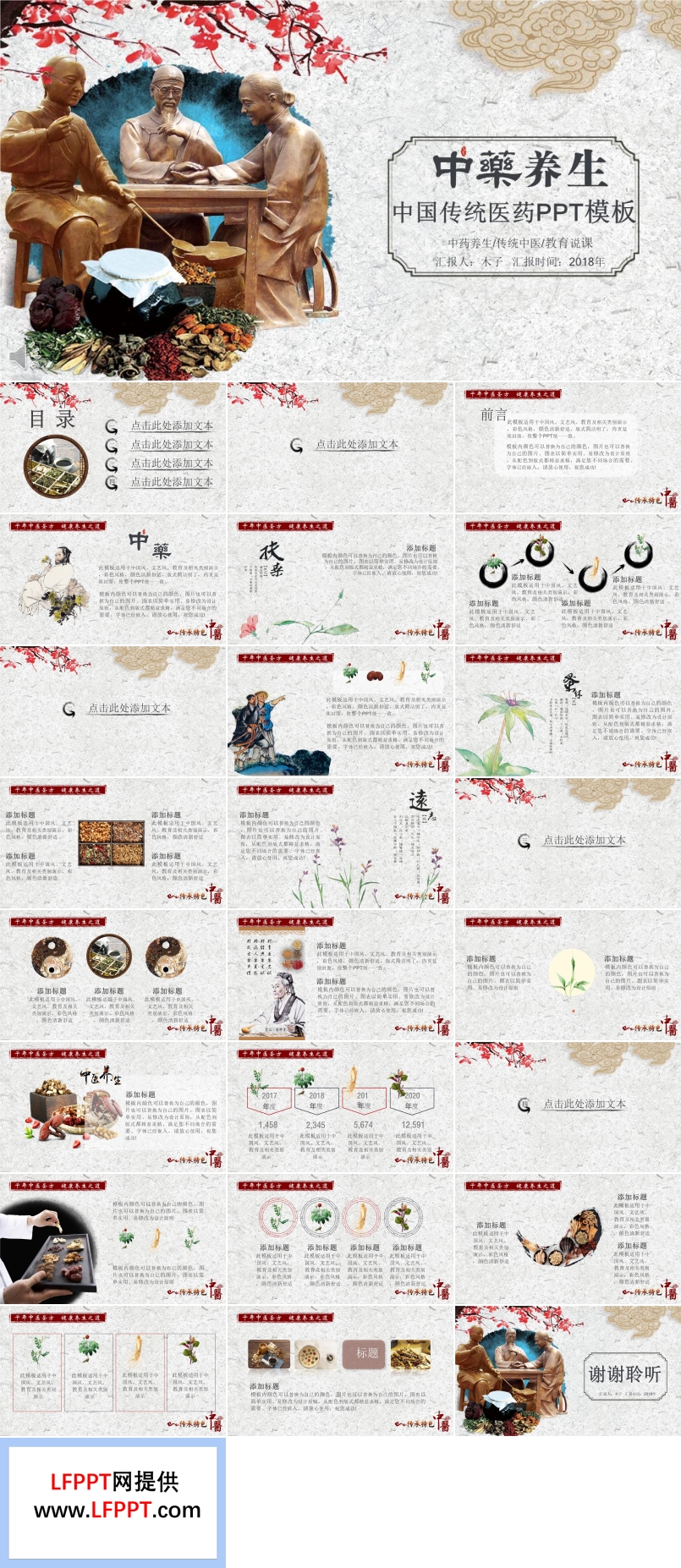 复古风格中国传统医药PPT模板