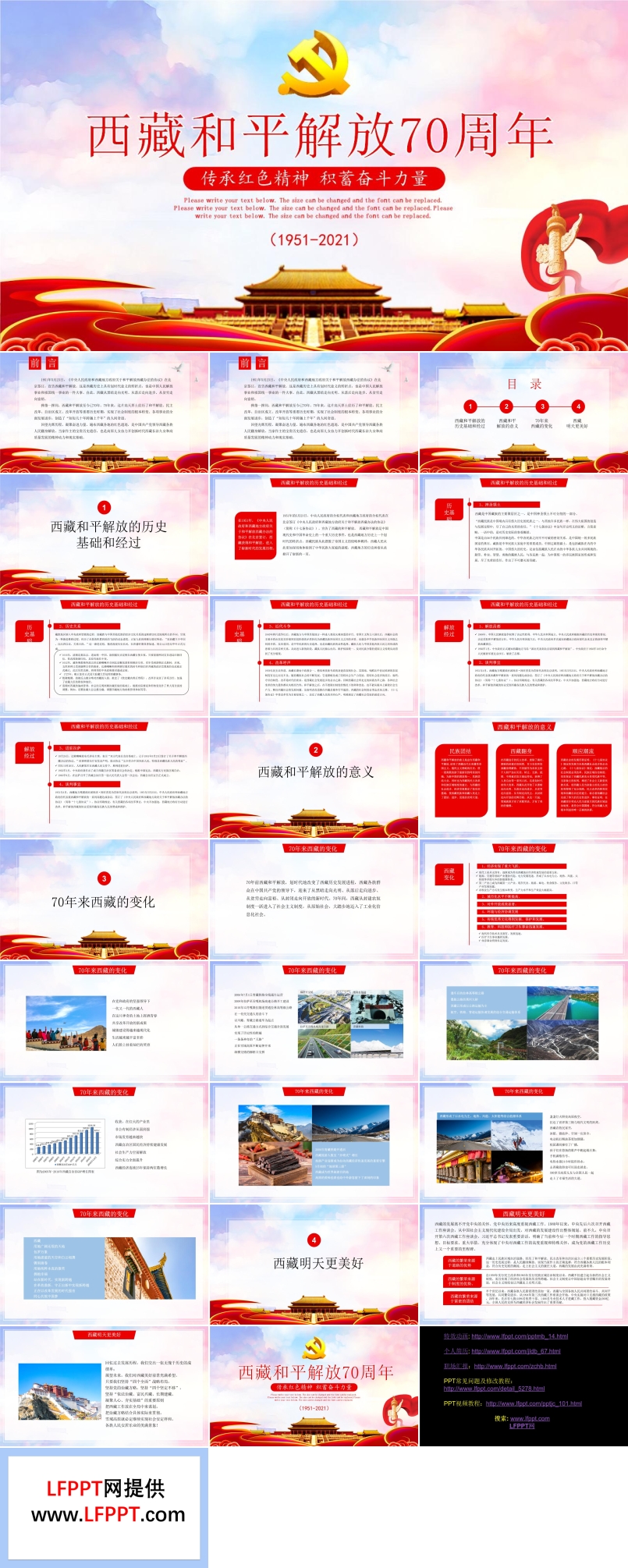 西藏和平解放70周年PPT