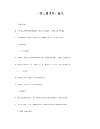 中班主题课件教案:春天来了