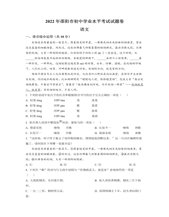 2022年湖南省邵阳市中考语文真题(解析版)