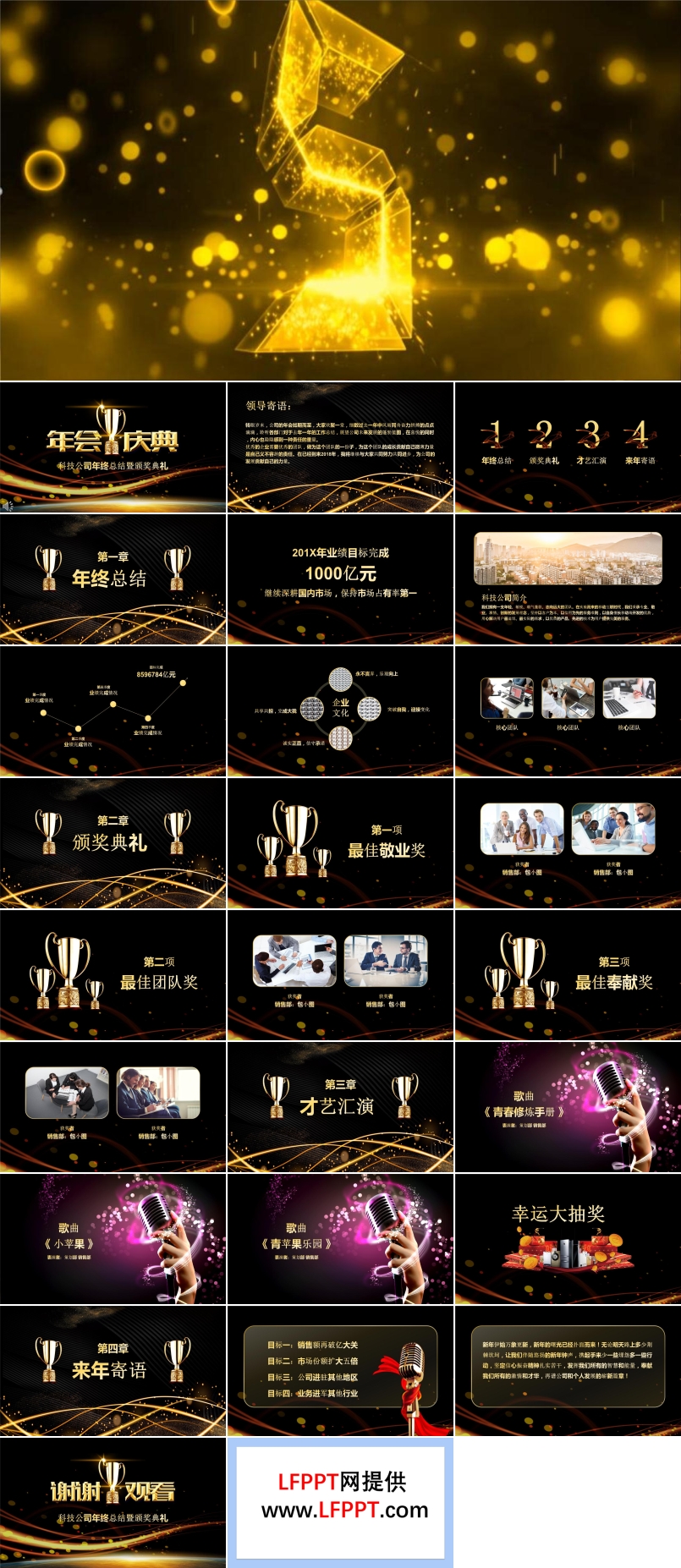 高端AE酷炫特效开场年终总结暨颁奖典礼PPT模板
