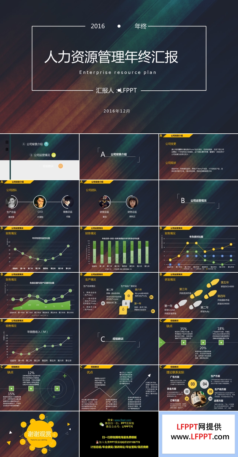2016年終彩色木紋暗色風格人力資源管理年終匯報