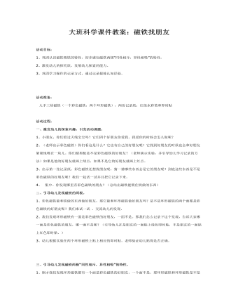 大班科学课件教案:磁铁找朋友