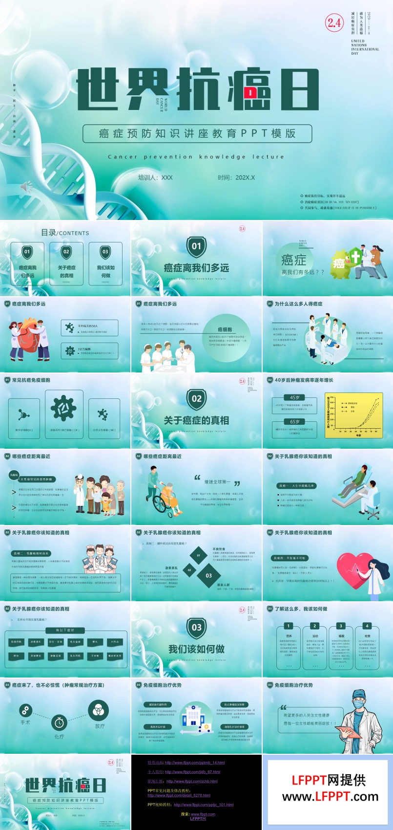 世界抗癌日癌癥預(yù)防知識講座教育PPT模版