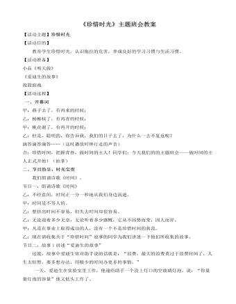 《珍惜时光》主题班会教案