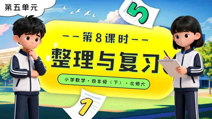 第五單元 第8課時(shí) 整理與復(fù)習(xí)北師大小學(xué)數(shù)學(xué)四年級(jí)下冊(cè)PPT課件(含教案+分層作業(yè)+學(xué)習(xí)任務(wù)單)