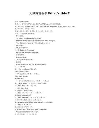 大班英语教案:What's this