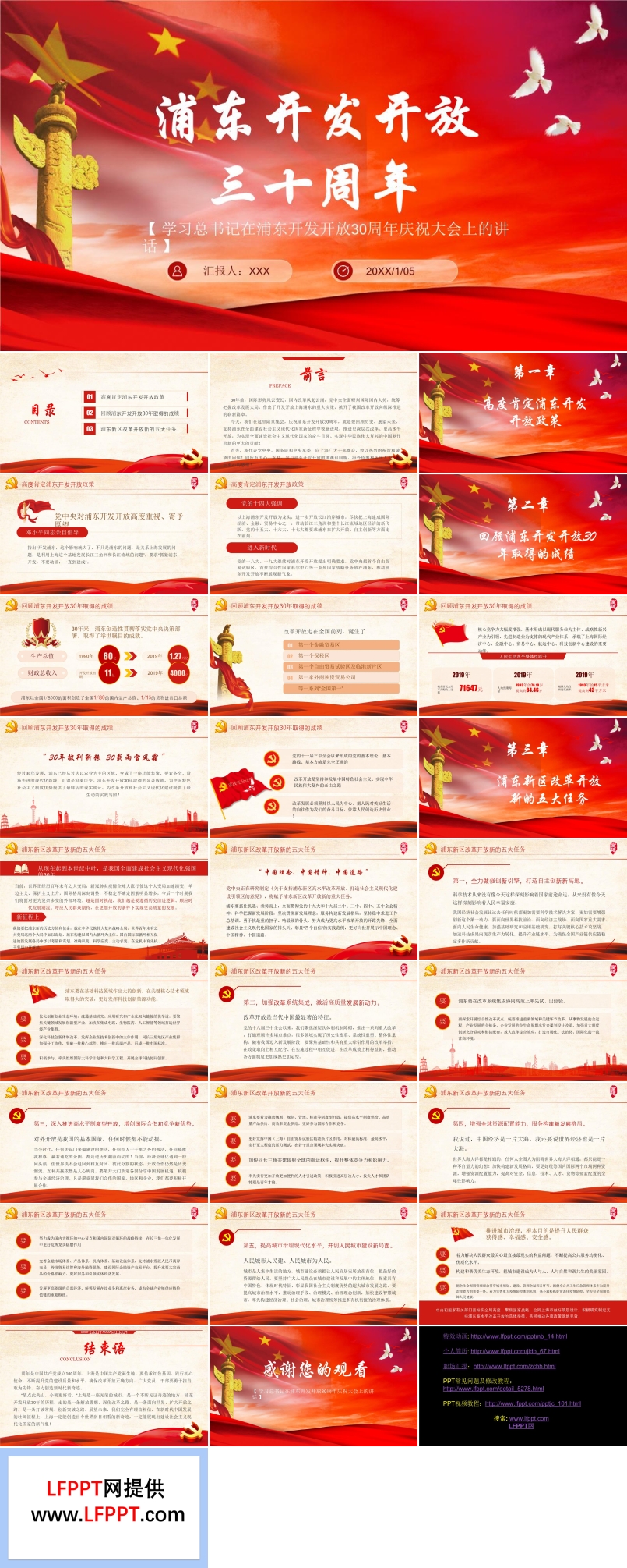 浦東開發(fā)開放三十周年P(guān)PT模板