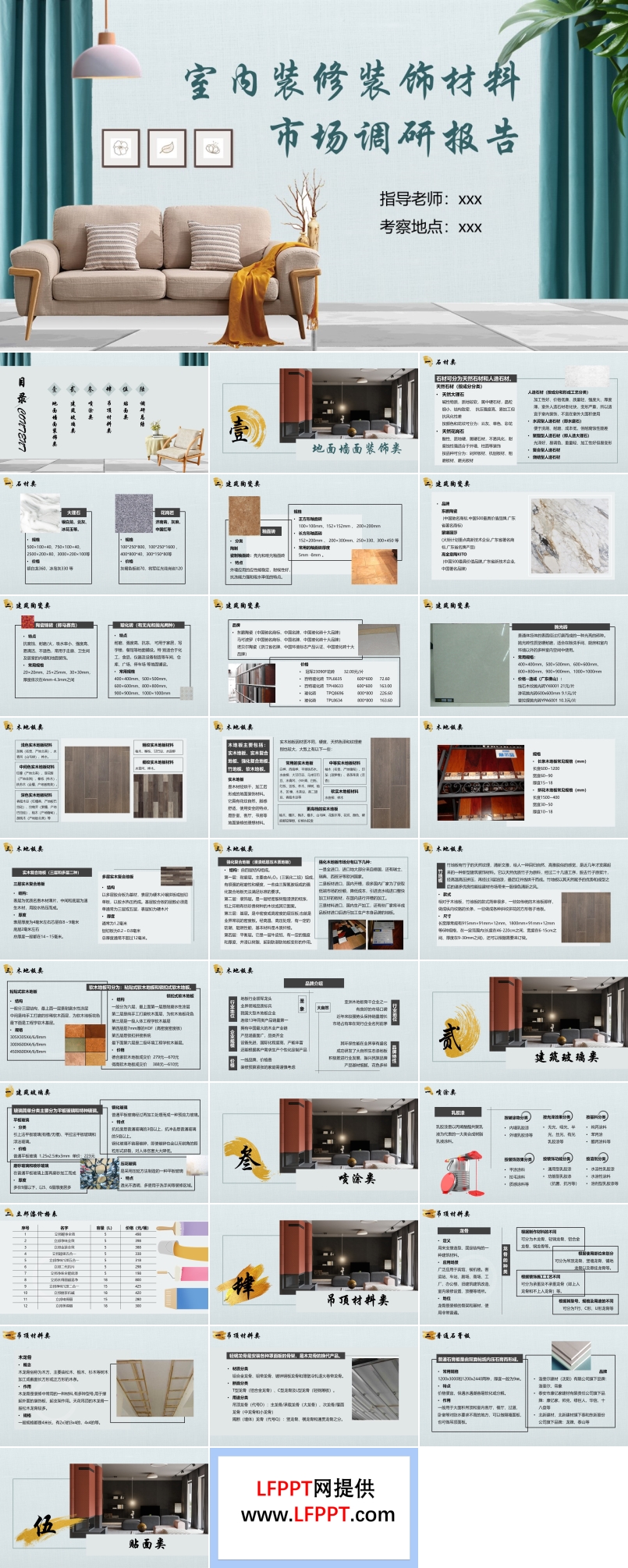 室内装修装饰材料市场调研报告PPT动态模板