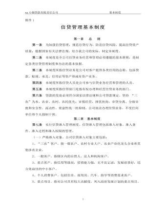 公司管理制度(适用于信贷公司)