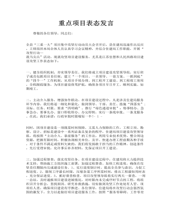 重点项目表态发言