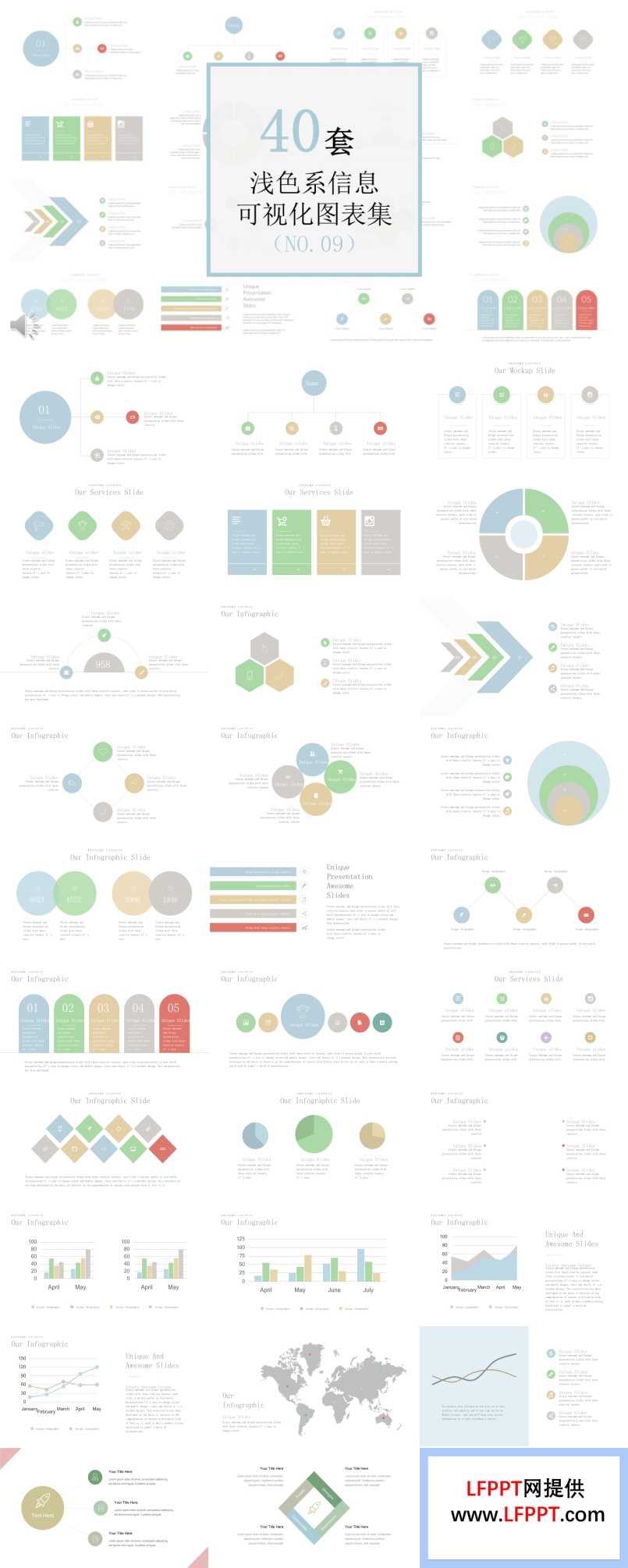40套淺色系信息可視化PPT圖表合集