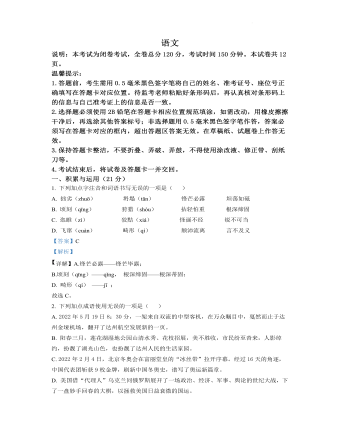 2022年四川省达州市中考语文真题(解析版)