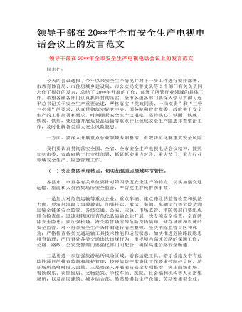 领导干部在全市安全生产电视电话会议上的发言范文