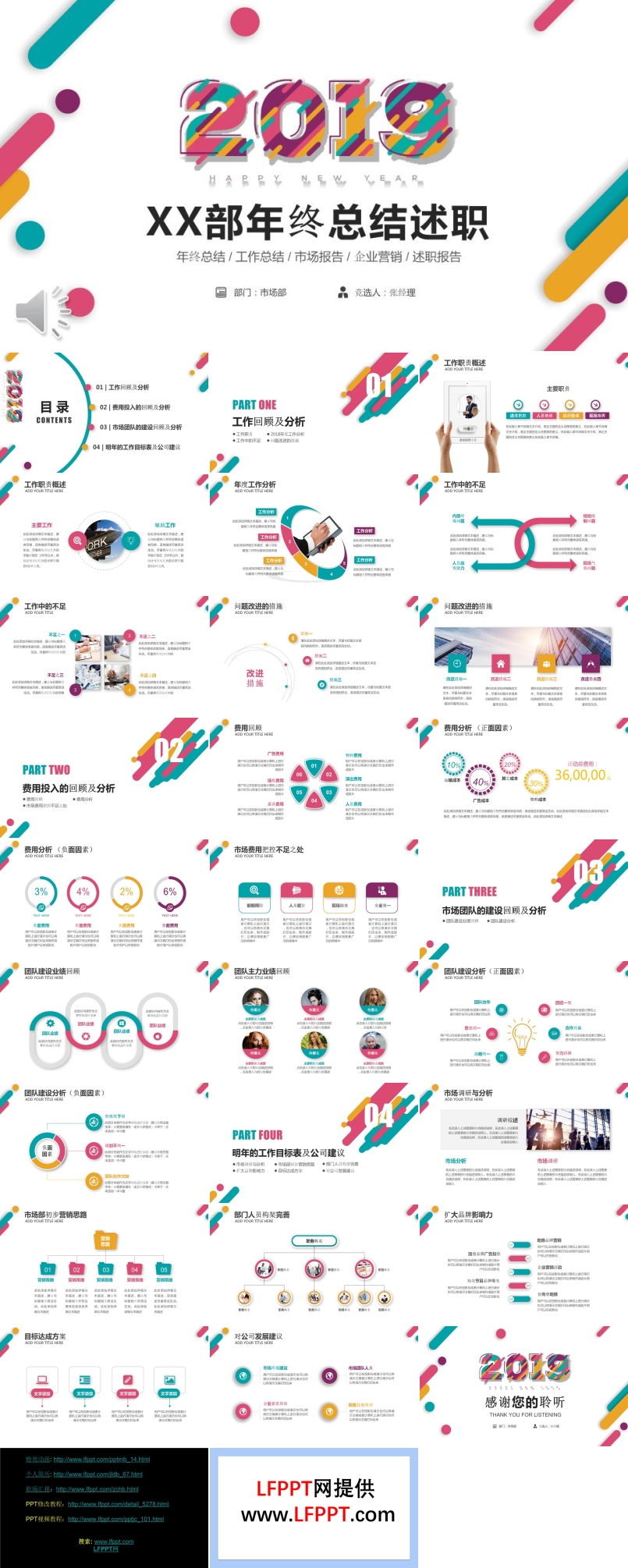 炫彩时尚年终述职报告PPT模板