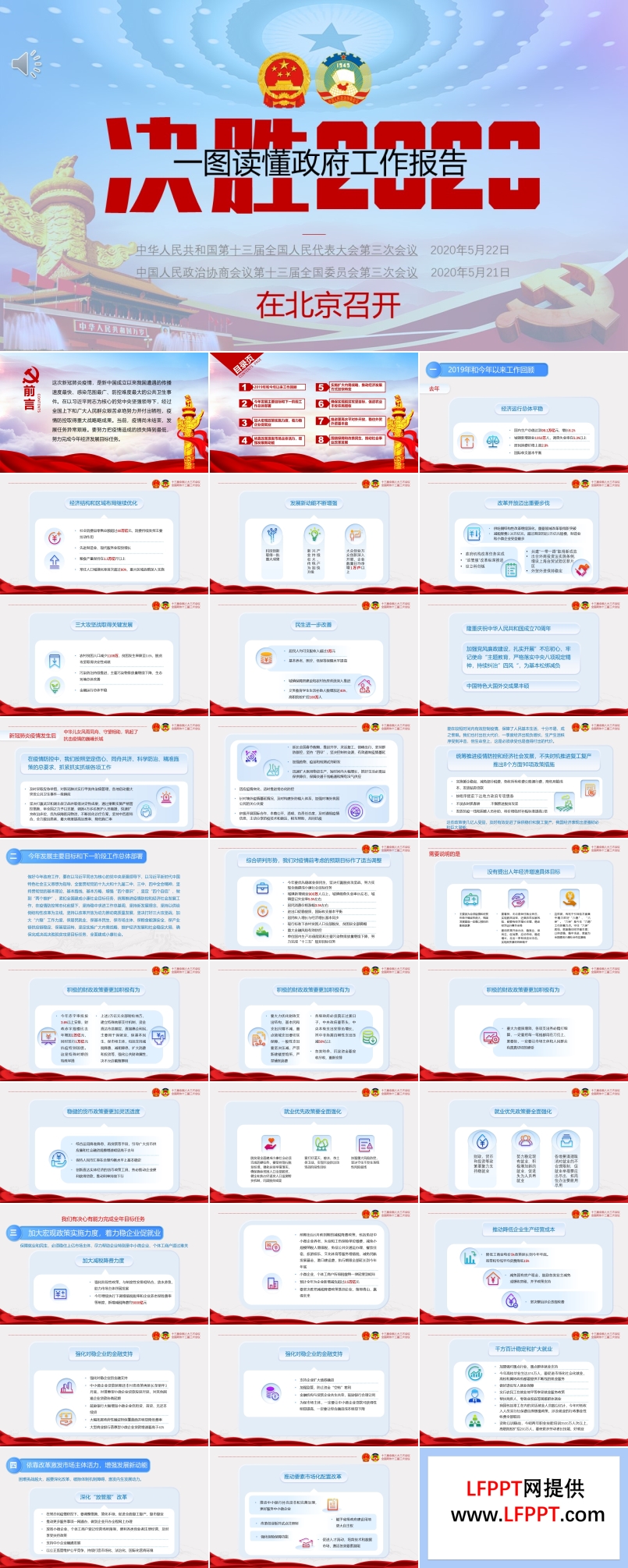 一图读懂两会报告PPT模板