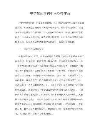 中学教师培训个人心得体会