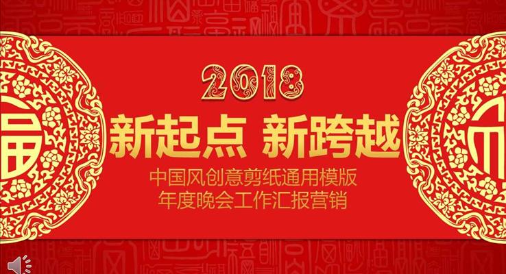 喜庆中国风创意剪纸通用模板年度晚会工作汇报总结