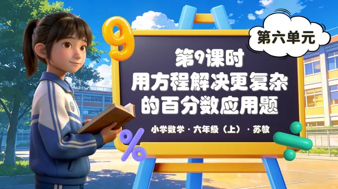 第六單元第9課時 用方程解決更復(fù)雜的百分?jǐn)?shù)應(yīng)用題 六年級數(shù)學(xué)上冊蘇教ppt課件(教案+分層作業(yè)+學(xué)習(xí)任務(wù)單)