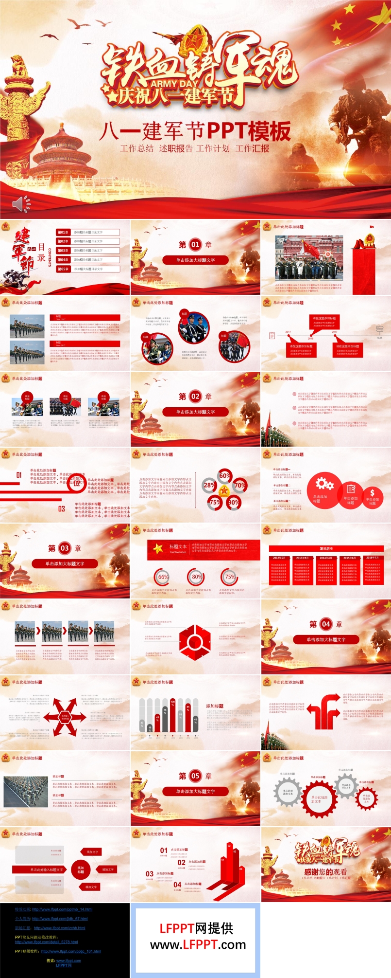 庆祝八一建军节PPT模板