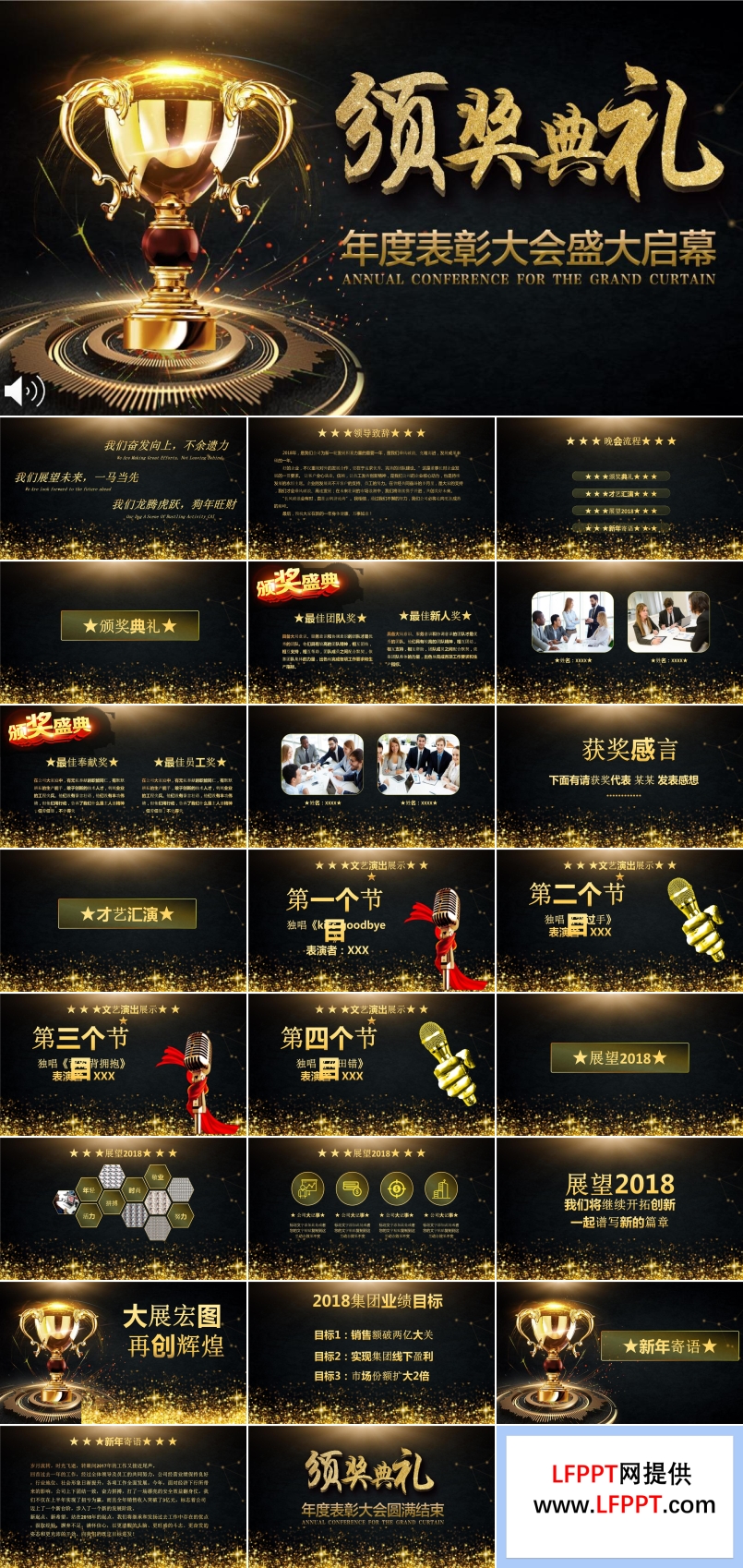 黑金風(fēng)格年度表彰頒獎(jiǎng)典禮PPT模板