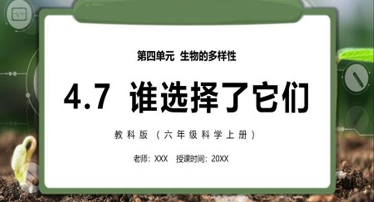 教科版六年级科学上册谁选择了它们PPT课件模板