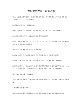 大班数学教案:认识球体