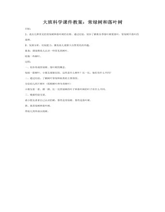 大班科学课件教案:常绿树和落叶树