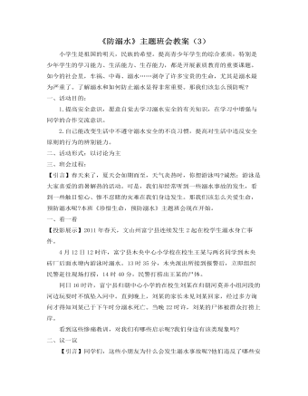 《防溺水》主题班会教案(3)