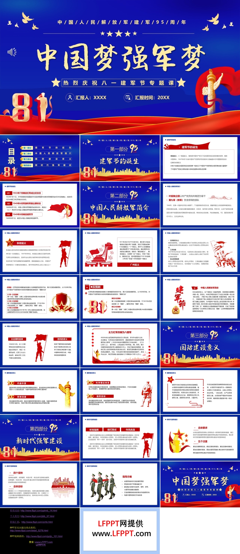 中国梦强军梦中国人民解放军建军95周年PPT