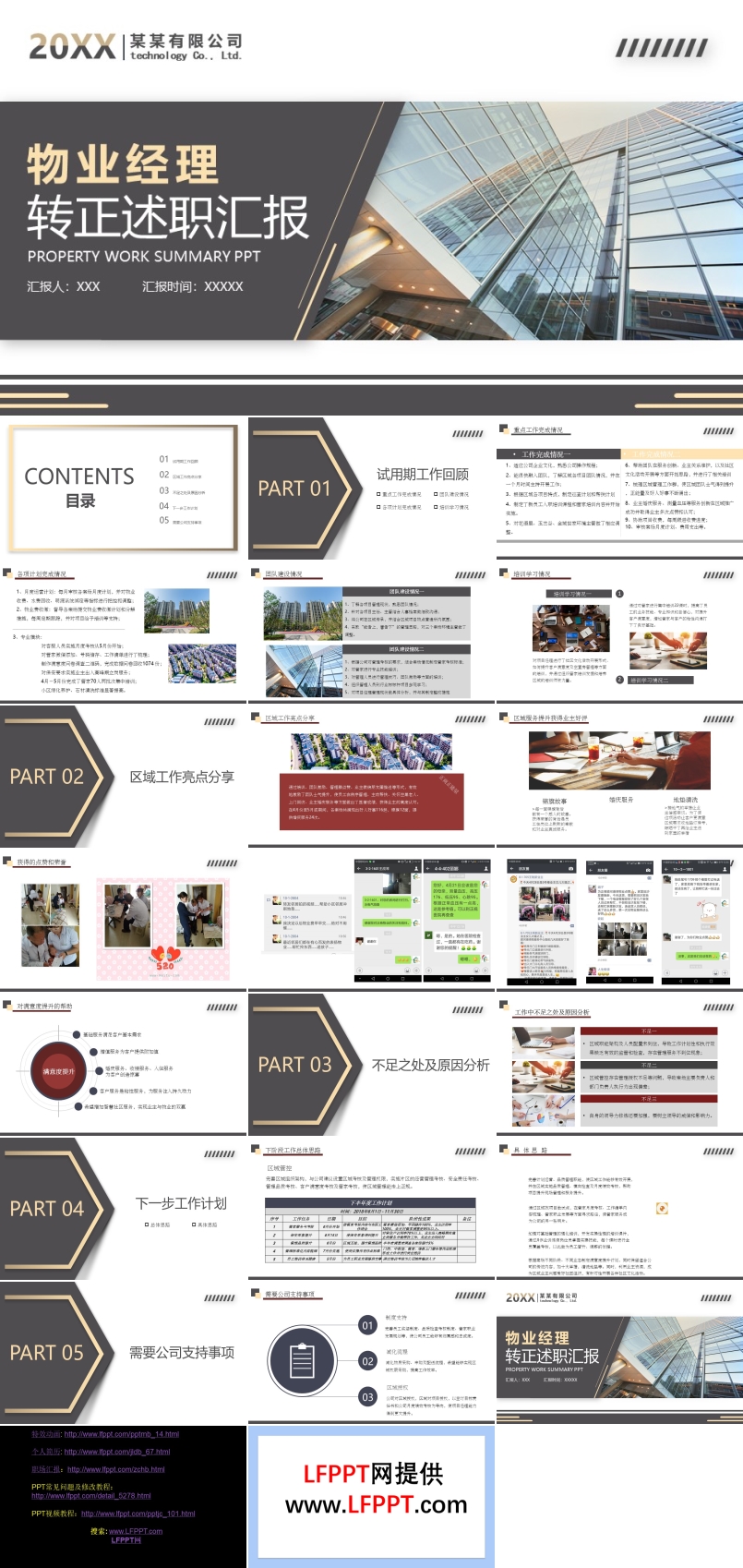物业经理转正述职PPT动态模板