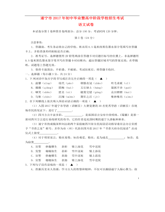 四川省遂宁市2017年中考语文真题试题(含答案)