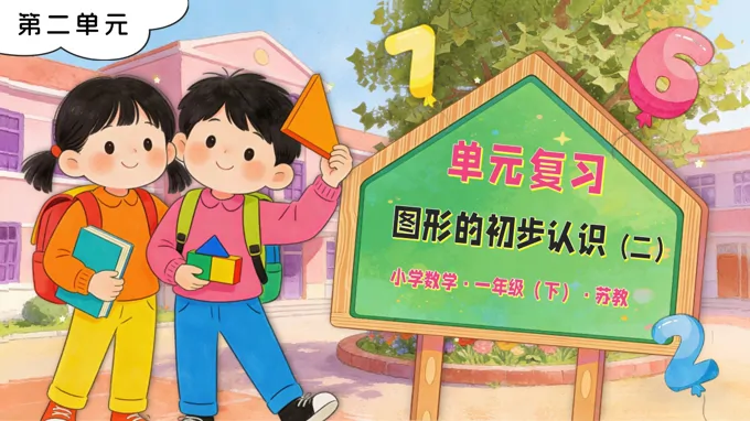 第二单元 图形的初步认识(二)单元复习苏教小学数学一年级下册PPT课件(含知识清单+单元测试卷)