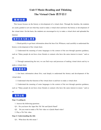 新人教版高中英语必修2Unit 5 Music-Reading and Thinking教案二