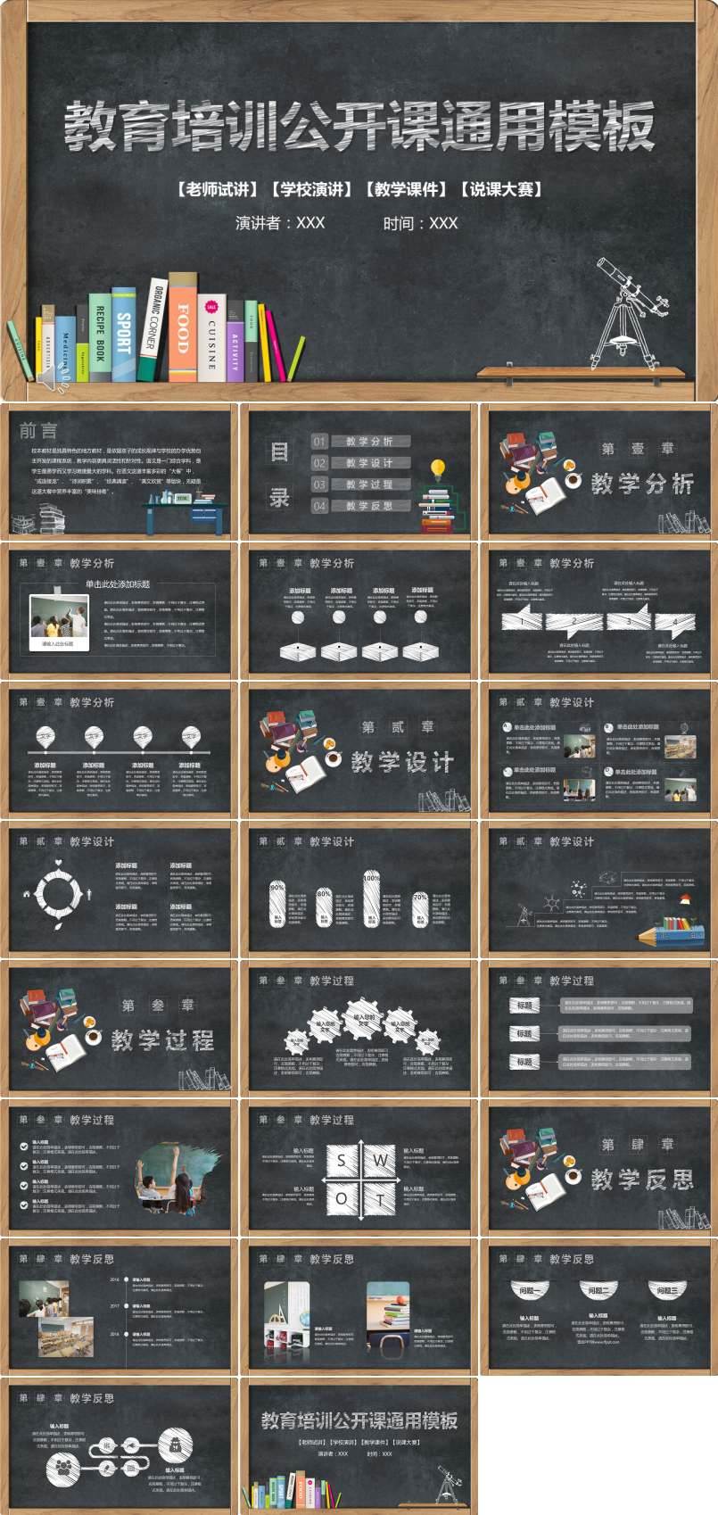 黑板粉笔风格教育培训公开课通用PPT模板