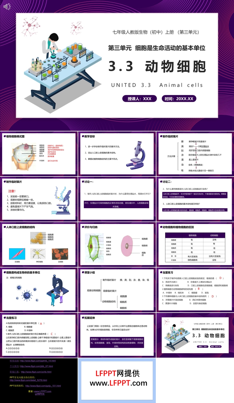 部编版七年级生物上册动物细胞课件PPT