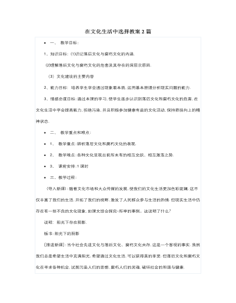 人教版高中政治必修3在文化生活中选择教案2篇