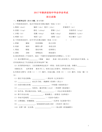 陕西省2017年中考语文真题试题(含答案)