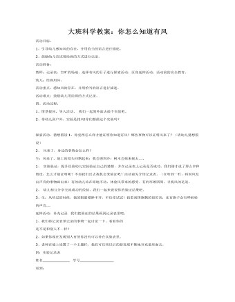 大班科学教案:你怎么知道有风?