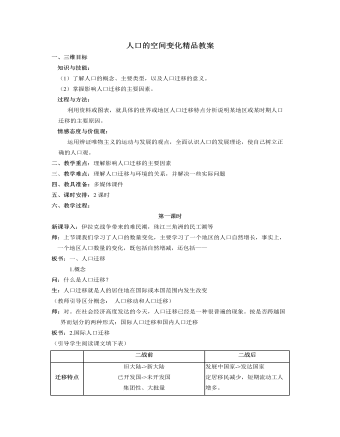 人教版高中地理必修2人口的空间变化精品教案