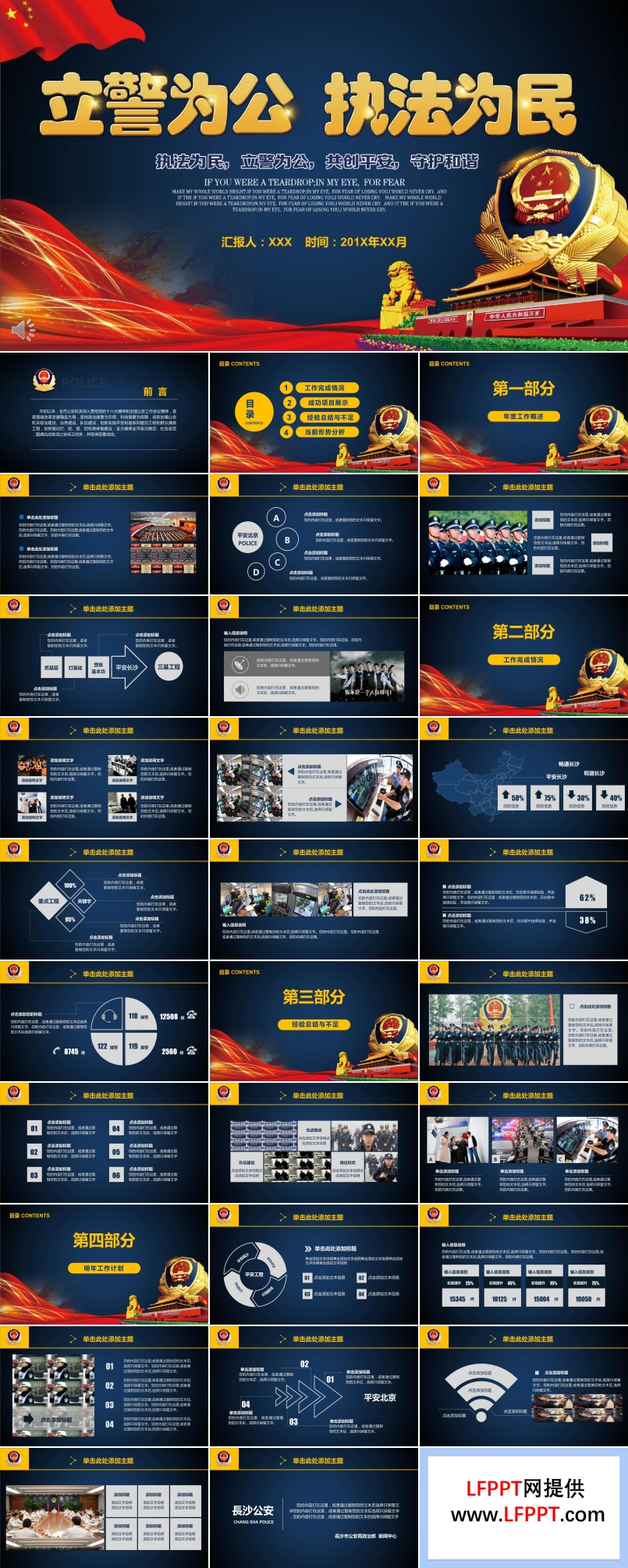 立警为公执法为民公安民警工作总结汇报报告PPT模板