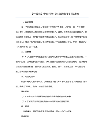 中班科学《有趣的影子》说课稿
