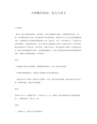 大班数学活动:花儿与夹子课件教案
