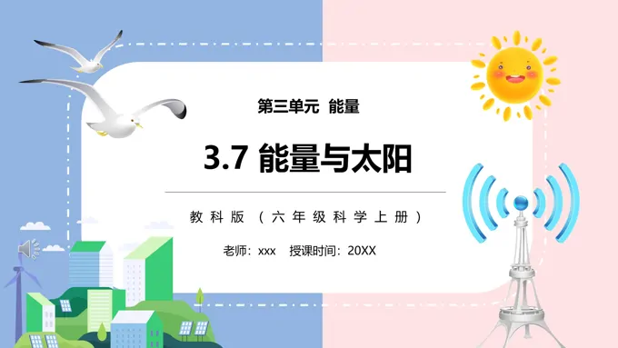 教科版六年级科学上册能量与太阳PPT课件模板