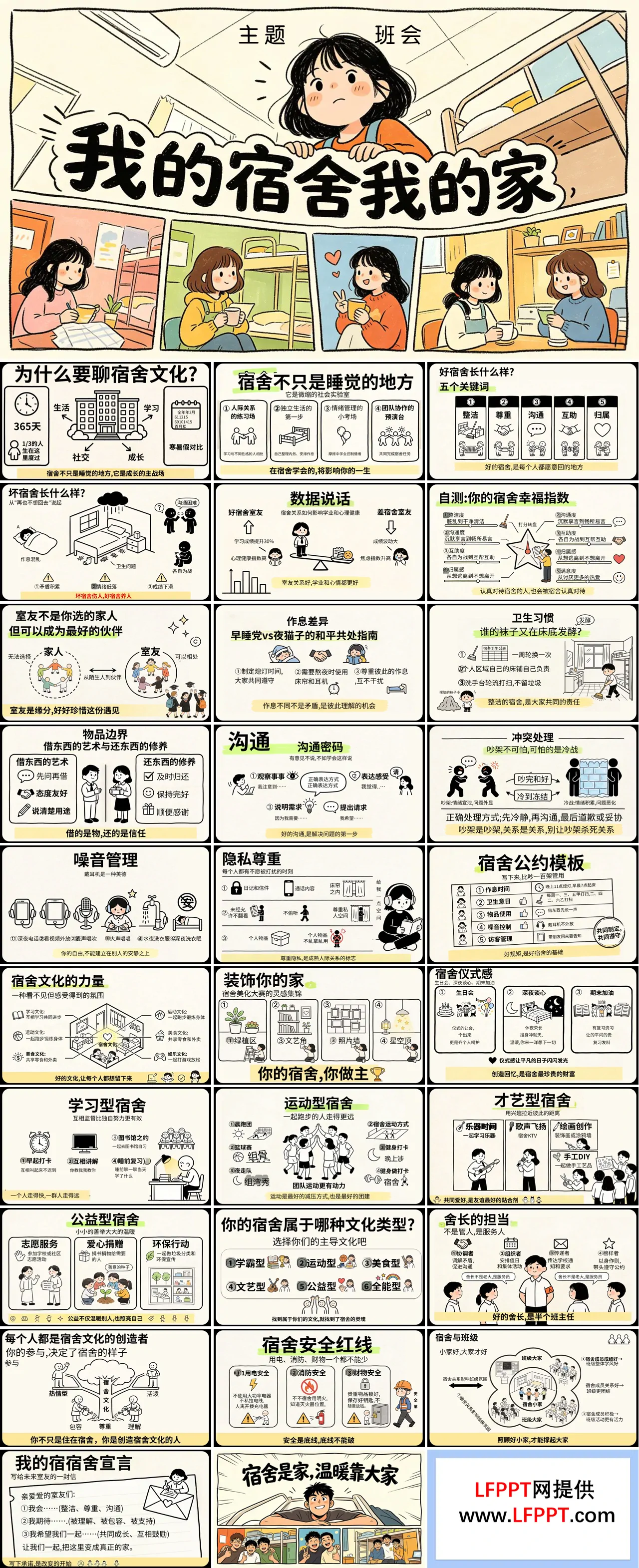 我的宿舍我的家课件宿舍文化认知主题班会PPT含讲稿