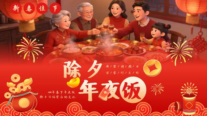 除夕年夜饭春节年夜饭春节PPT含讲稿