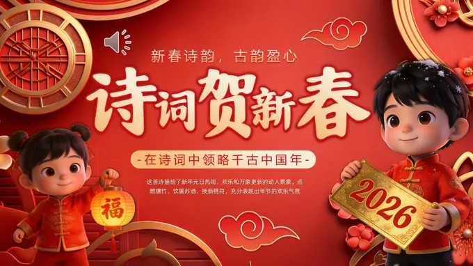 中国风诗词贺新春PPT含讲稿