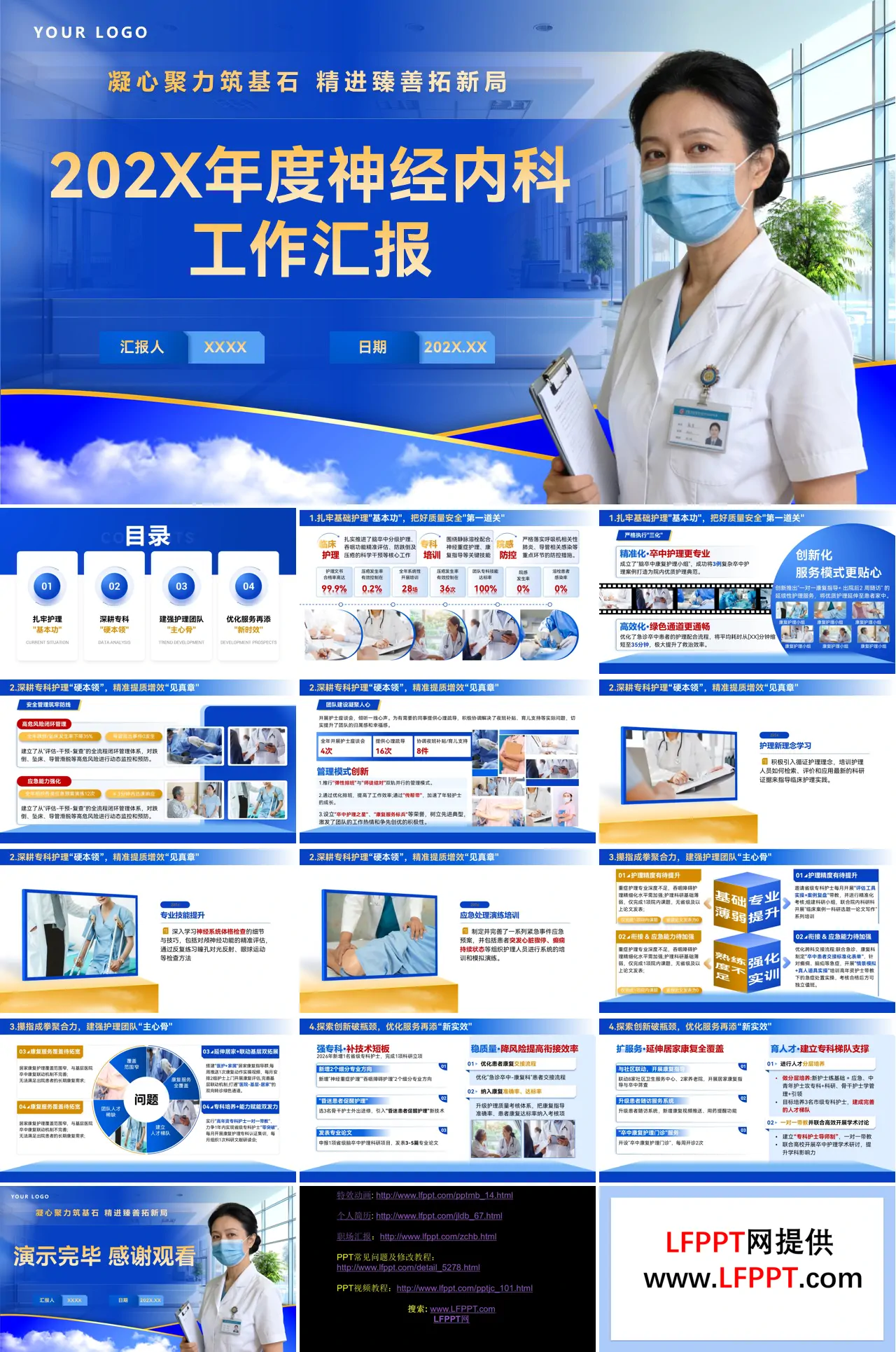 神经内科护士长述职报告工作总结PPT（无内容）