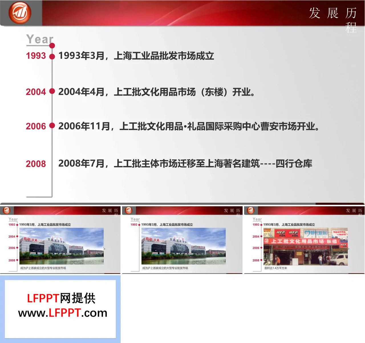 竖线条时间轴事件展示动画PPT模板